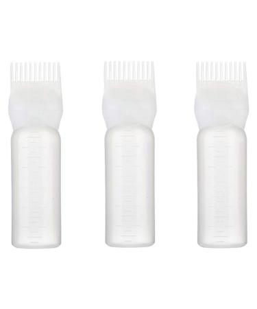 Beaupretty Root Comb Applicator Bottle Hair Color Brush Applicator Hair Dye Bottle with Comb and Graduated Scale 3pcs