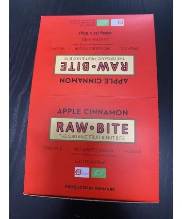 Raw Bite Apple Cinnamon Organic Fruit Nut Bars - Gluten-Free No Added Sugar | 12-Seater Box (12 x 50g) - Buy Online on GoSupps.com