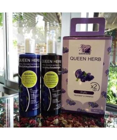 Queen Herb Shampoo & Treatment Set (2 pcs) - Butterfly Pea Nakarad Natural 400ml | International Shipping Available - Buy Online on GoSupps.com