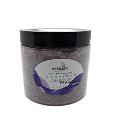 Just Imagine Handcrafted - Black Amber & Lavender Dead Sea Mineral Bath Salt All Natural Handmade 16 oz