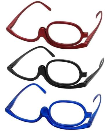 Clear Make Up Glasses Flip Up Lens Magnifying Eyeglasses Eye Makeup Glasses for Women (Black 2.0) - Buy Online on GoSupps.com