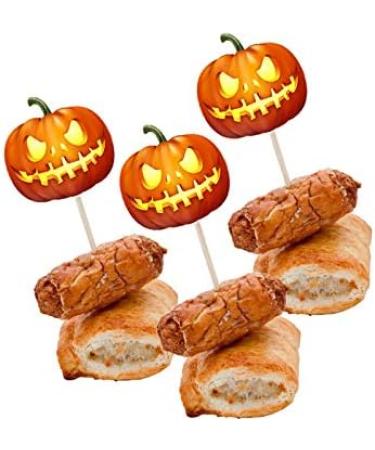 Halloween Pumpkins Cupcakes Toppers Party Food Decorations Sticks Picks (24 Pack) - Buy Online on GoSupps.com