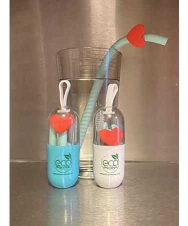 Reusable Silicone Straws with Cases Blue or White - Buy Online on GoSupps.com