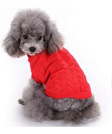 Warm Small Dog Sweater & Cat Sweatshirt | Cozy Pet Clothing for Small Dogs & Kittens - Red L - Buy Online on GoSupps.com