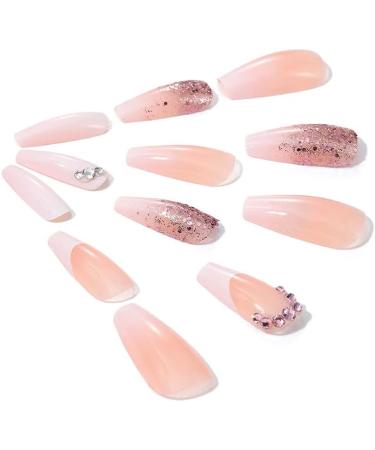 Coffin False Nails Natural Fake Nails French Press on Nails Ballerina Acrylic Stick on Nails 24pcs for Women and Girls (Color : Pink Size : Variety Pack) 1 count (Pack of 1) Pink - Buy Online on GoSupps.com