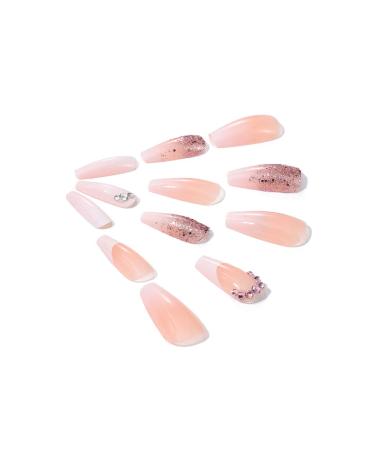 Brishow French Artificial Nails - Pink Glitter Press On Nails for Women & Girls - 24 Piece Set - Buy Online on GoSupps.com