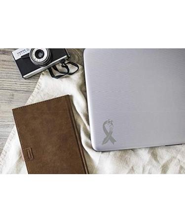 Gray Bird Feather Brain Cancer Ribbon Vinyl Decal | Made in USA by Foxtail Decals | 2.7 x 4.5 inch for Car Windows, Tablets, Laptops, Water Bottles - Buy Online on GoSupps.com