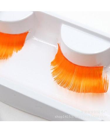 Healtheveryday 1 pair New Styles Handmade Long Fancy Party False Feather Eyelashes Makeup Eye Lash (Orange) - Buy Online on GoSupps.com