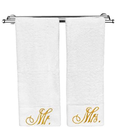 Modern Designs Pro Mr. and Mrs. Gifts - Couple Embroidered WASHCLOTHS Towels - Anniversary Wedding Engagement Gifts (2 Pack - Mr. & Mrs Washcloths)