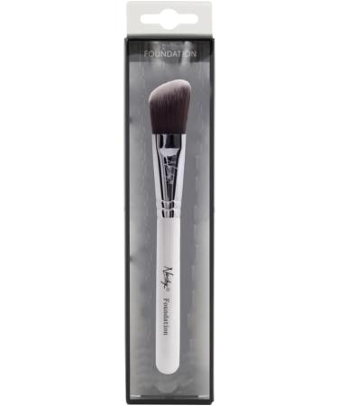 Nanshy Flat Foundation Brush - Precise Angled Make up Brush - Slanted Bronzer Blusher Liquid Foundation and Concealer Brush - (White/Chrome Full Size) - Buy Online on GoSupps.com