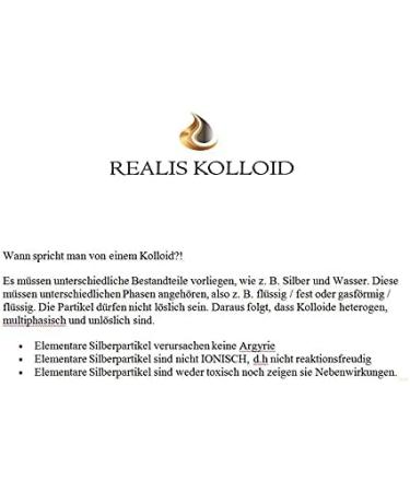  Realis Kolloid Colloidal silver 25 ppm 200 ml + 50 ml spray Pure element Pure water Bavarian quality 99.99% fine silver. - Buy Online on GoSupps.com