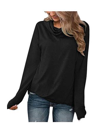 Womens T Shirts Multiple Pack Casual Long Sleeve Sweatshirt Turtleneck Top Cute Pullover Relaxed Fit Womens Clothes Black Large