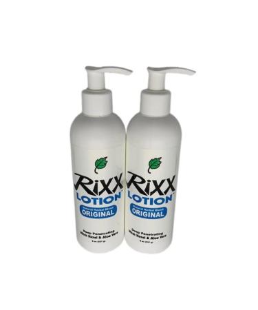 Rixx Lotion Original Natural Herbal Blend (2-Pack) with Witch Hazel Aloe Vera Shea Butter Hyaluronic Acid & Essential Oils. Moisturizer and Skin Toner for Face and Body.