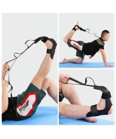 EOM Yoga Stretch Strap Leg Stretcher - Foot Stretching Belt with Loops for Rehabilitation & Gymnastics - Black - Buy Online on GoSupps.com