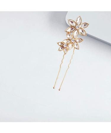 u shaped hairpin U Shaped Flower Hair Accessories wedding hairpin Rhinestone Crystal Headpiece rhinestone hair clip diamond bridal hairpins alloy hairpin flower hairpin bride Hanfu - Buy Online on GoSupps.com