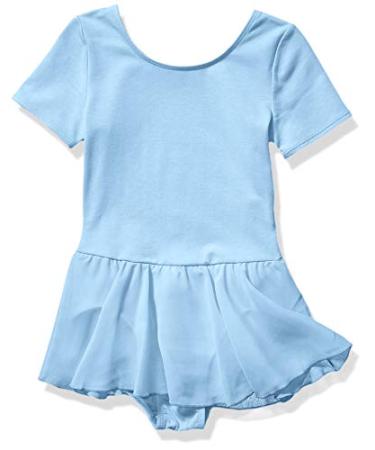 Amazon Essentials Girls and Toddlers' Short-Sleeve Leotard Dance Dress Large Light Blue