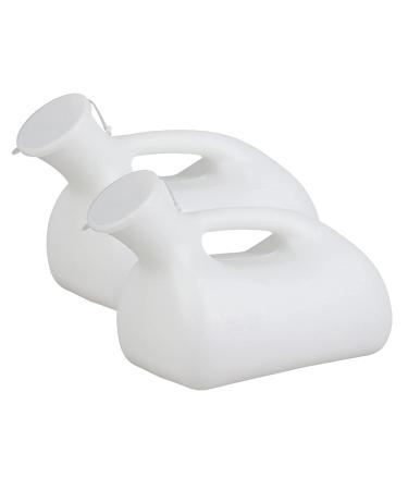 (2 Packs urinals Reusable-1200ML Plastic Material Spill Proof Easy-Grip Handle Comfortable to Use White for Anyone Who's Bedridden Long-Distance Bus Drivers Urinals for Men Happy