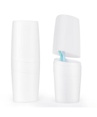 Waenerec 2 Pack Travel Toothbrush Case 3 in 1 Travel Toothbrush Holder Portable Toothbrush Toothpaste Storage Wash Cup Carrier for Travel Orthodontic School Camping Daily Use (White) - Buy Online on GoSupps.com