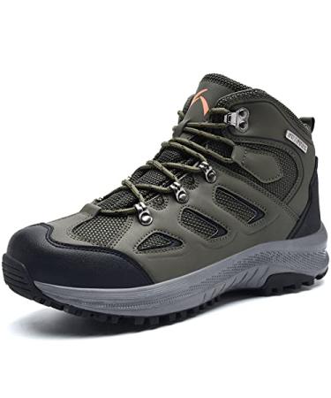 UPSOLO Mens Hiking Boots Outdoor Trekking Trails Mountaineering Shoes 8.5 Tz Green
