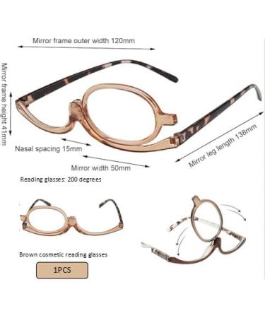 Bavooty Makeup Reading Glasses - Rotatable Single Lens Presbyopia & Hyperopia Solutions for Women - Brown 2.00 - Buy Online on GoSupps.com