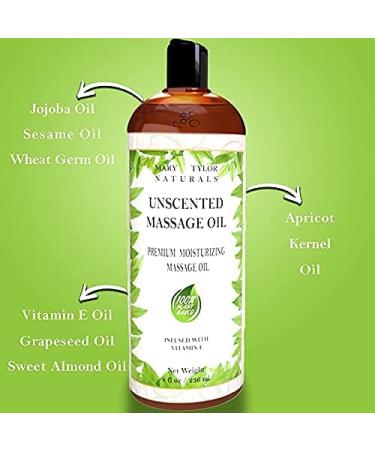Mary Tylor Naturals Unscented Massage Oil (8 oz) - Ideal for Men, Women & Couples | Nourishing & Versatile Formula for Massage Therapy - Buy Online on GoSupps.com