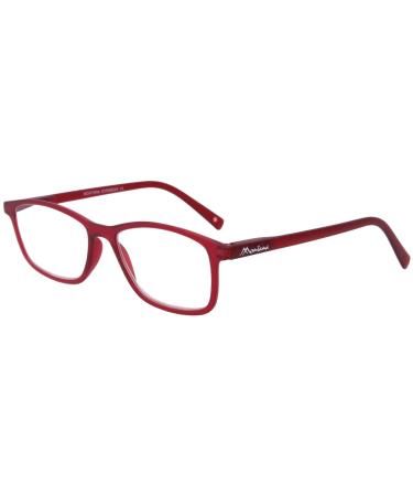 Super flat reading glasses MR51 made of high-quality plastic with spring hinge and case Red + 1.00 dpt