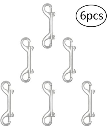 Belvanr Double Carabiner Hooks - 6 Pieces Double-Sided Snap Hooks for Diving & Outdoor Use (Silver) - Buy Online on GoSupps.com
