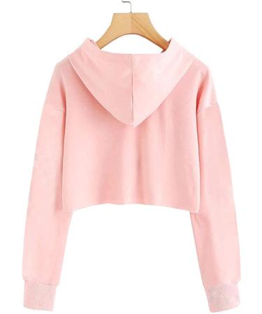 Girls 2 Piece Outfit Set - Crop Top Hoodie & Sweatpants B-pink 9-10 Years | Cute Long Sleeve Fashion - Buy Online on GoSupps.com