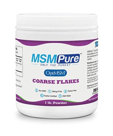 Kala Health MSMPure Coarse Powder Flakes, Organic Sulfur Crystals, 99.9% Pure Distilled MSM Supplement, Made in The USA, 1lb 1 Pound (Pack of 1) Unflavored