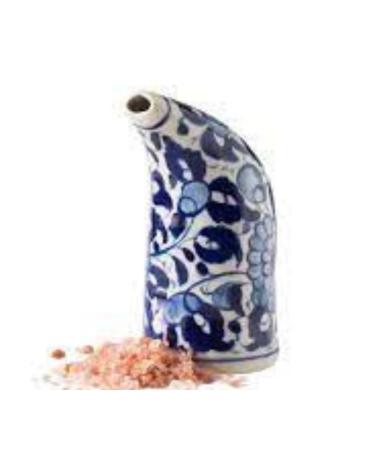Himalayan Natural Salt Inhaler Hand-Painted Beautiful Design Ceramic Body with Granular Salt Portable Respiratory Relief for Allergies Asthma and Sinus Issues.