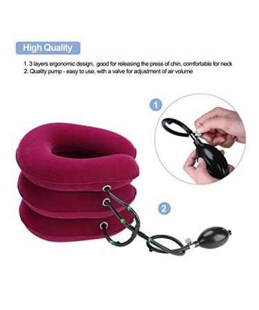 Tkmars Inflatable Neck Support Pillow - Adjustable Cervical Spine Relief for Pain Travel & Office - Unisex Red - Buy Online on GoSupps.com