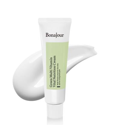 BONAJOUR Vegan Natural Green Multi Vitamin Moisturizing Cream for Face - 70% Vitamin Anti Aging & Brightening Remove Dark Spot 1.7 fl. oz
