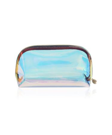 Holeographic make-up bags transparent dazzling cosmetic bag with zipper waterproof transparent portable for women teenagers girls bathrooms brushes pens gifts large