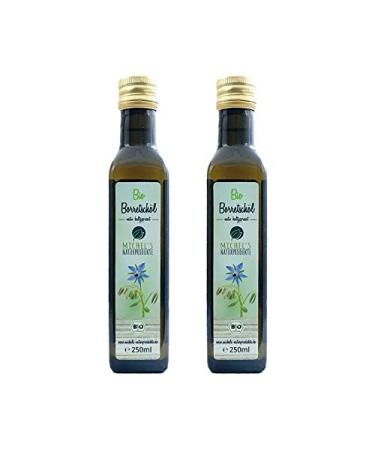Organic borage oil bottle 500ml (2x250ml) freshly cold pressed from the mill from the 1st pressing virgin oil 100% natural 250 ml (pack of 2)