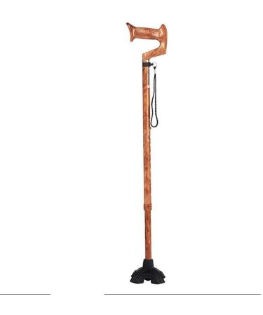 Folding Wand Walker Elderly Cane Multifunction Mimistic Wooden Elderly Crutch Wand Four Feet Anti-Skid Aluminum Alloy Expansion Interesting Prosperous