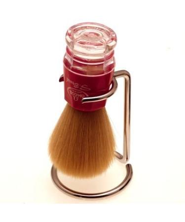 Omega Synthetic Shaving Brush Red & Chrome Stand