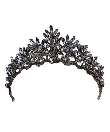 Baroque Queen Crown  Crystal Wedding Crown for Women  Gothic Baroque Crown  Vintage Headband Luxury Headpiece for Wedding Prom Hallloween Costume(Black)