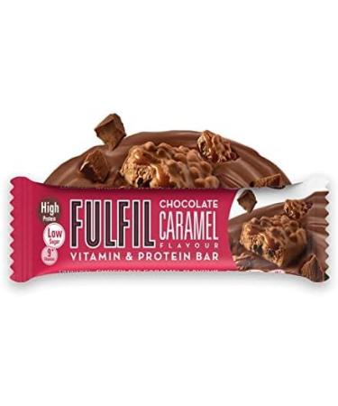 Fulfil Chocolate Caramel Protein Bar - 15 Bars, 20g Protein, 9 Vitamins, Low Sugar - 55g - Buy Online on GoSupps.com