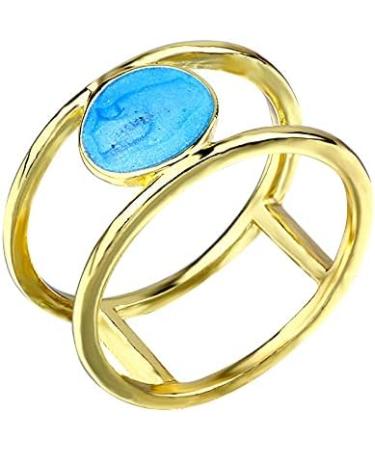 18K Gold Filled Turquoise Anniversary Ring - Women's Fashion Jewelry Gift - Buy Online on GoSupps.com
