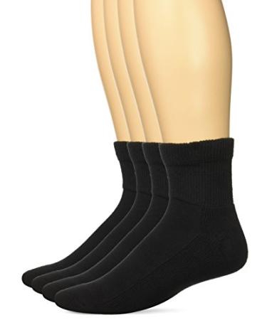 Carolina Ultimate Men's Diabetic Non-Binding Quarter Socks 2 Pack Large Black