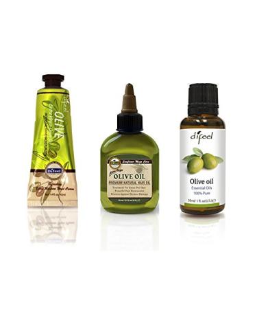 Difeel Hair and Essential Oil - Olive Oil 3 Piece Set
