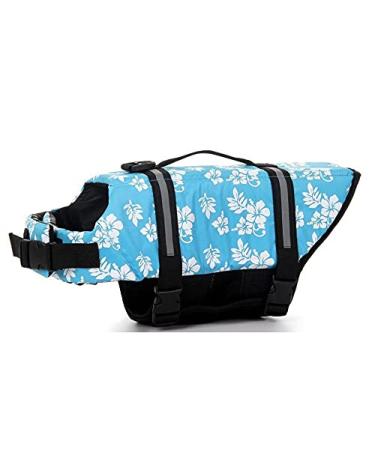 Dog life jacket swimming safety coat swimming vest lifeguard with handle for small dog puppies Large dog (blue flower XXS) XXS blue flower - Buy Online on GoSupps.com