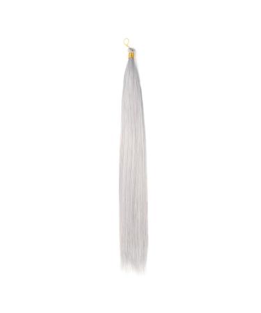 Feather Hair Extension 2 pcs Long Bone Straight Synthetic Hair Extension Easy Silky Bulk Crochet Braid Bundle Pre Stretched Fiber Braiding (Color : Grey Size : 22inches) 22inches Grey