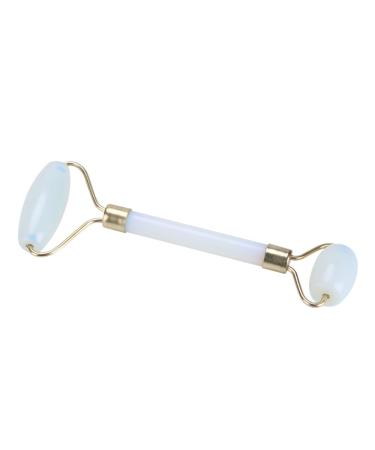 Verdant Touch Artificial Jade Roller Artificial Jade Double Head Face Eyes Neck Massager Anti-Aging Beauty Roller Tool White
