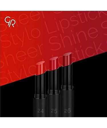 Buy Sheer Shine Stylo Argan Oil Lipstick SPF 25 - #24 Fire Red by Golden Rose | International Shipping Available - Buy Online on GoSupps.com