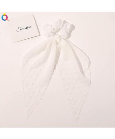 Black Bowknot Satin Silk Long Hair Scarf Scrunchies for Women - 6Pcs Elastics Ponytail Holder with Donut Hair Ties - Buy Online on GoSupps.com