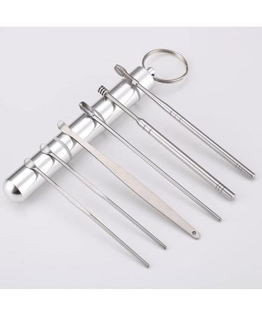 Portable Earwax Removal Tool Kit - Ear Cleaner, Ear Pick, Ear Wax Remover - Silver (6pcs) - Buy Online on GoSupps.com