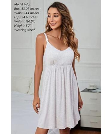 Sosolism Women's Nursing Nightdress - Off-White XL | Padded Lace Trim Breastfeeding Dress - Buy Online on GoSupps.com
