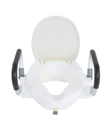 10cm Raised Toilet Seat with Removable Padded Armrests - White Anatomic Design with Fixing System - Buy Online on GoSupps.com