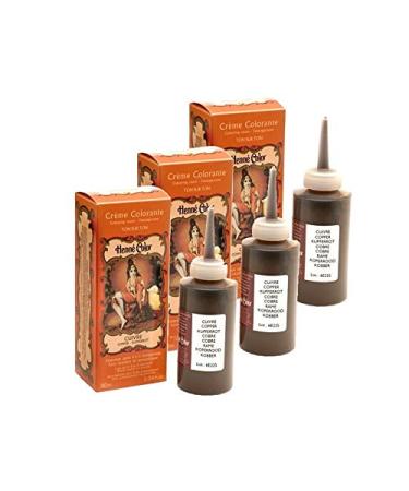 3 Creams Color Cream Copper 100% Natural Without Sulfates For Hair Semi-Permanent Natural Care Henna Hair Care 3 x 90 ml